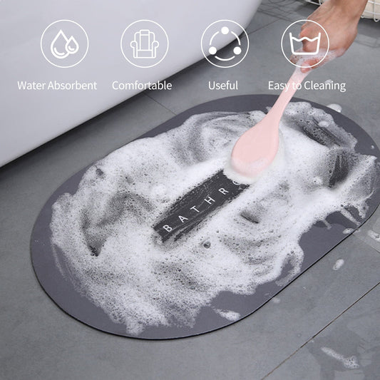Bath Mat Water Absorbent Non-Slip Oval Shape