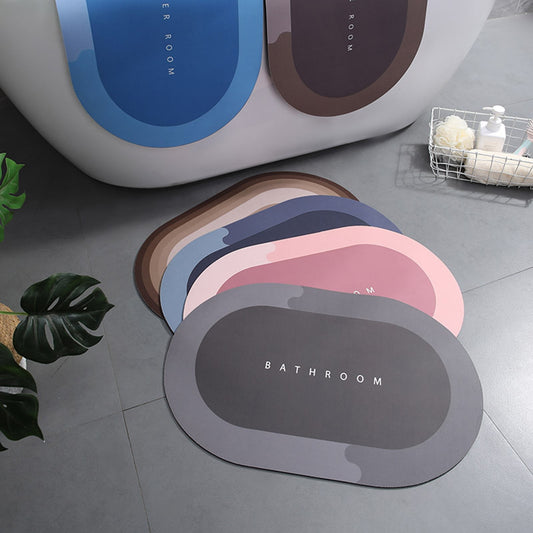 Bath Mat Water Absorbent Non-Slip Oval Shape