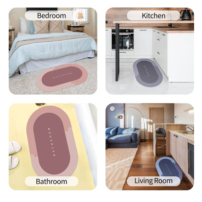 Bath Mat Water Absorbent Non-Slip Oval Shape