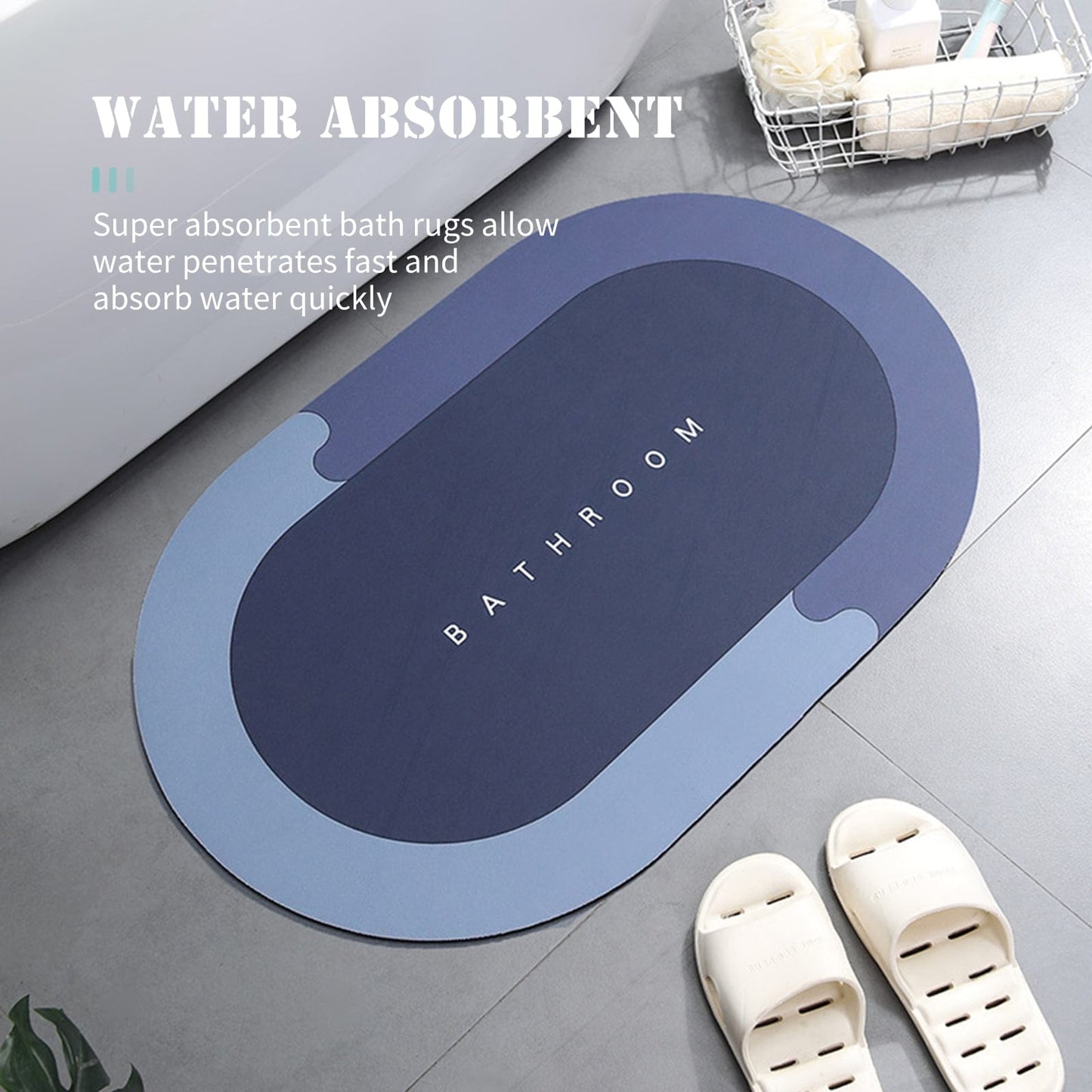 Bath Mat Water Absorbent Non-Slip Oval Shape
