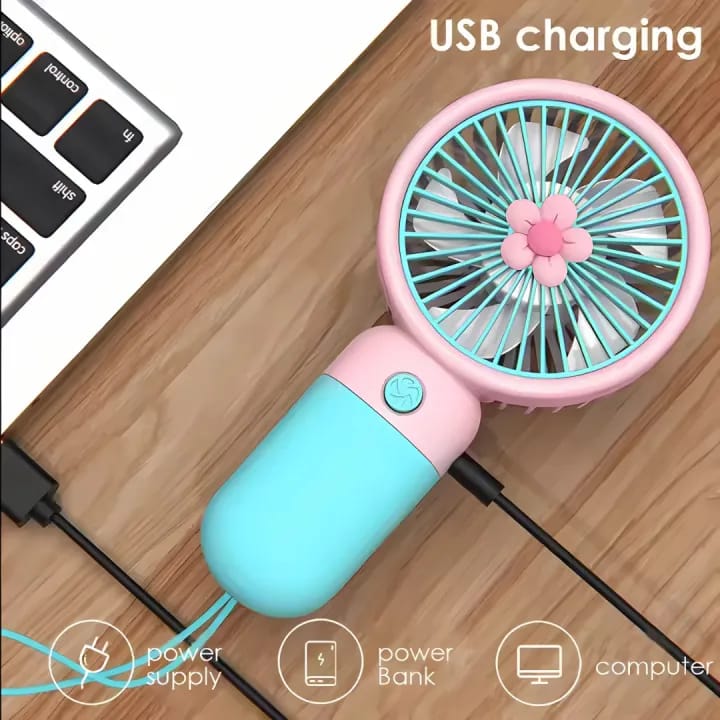 Mini Fan USB Rechargeable Handheld Desktop fan– Portable Lightweight,  Office, School & Travel Summer Gift